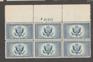 US CE1 Plate Block